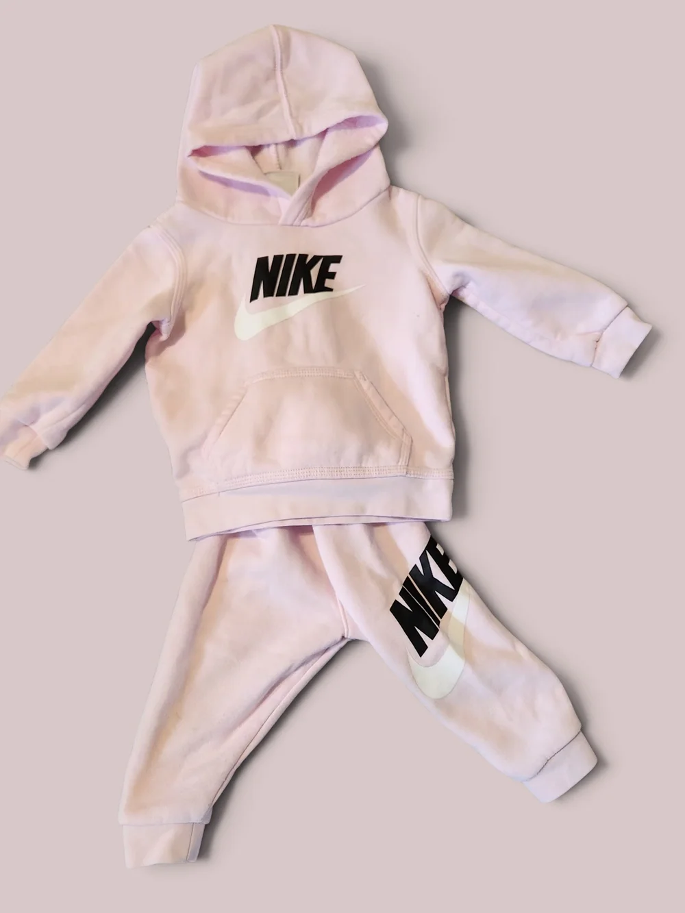 Nike Light Pink Hoodie & Joggers Set with Black Logo